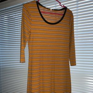 Tight fitting yellow striped dress